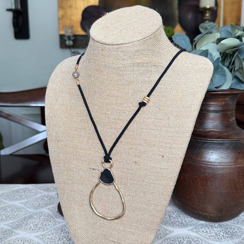 Long Black and Gold Necklace